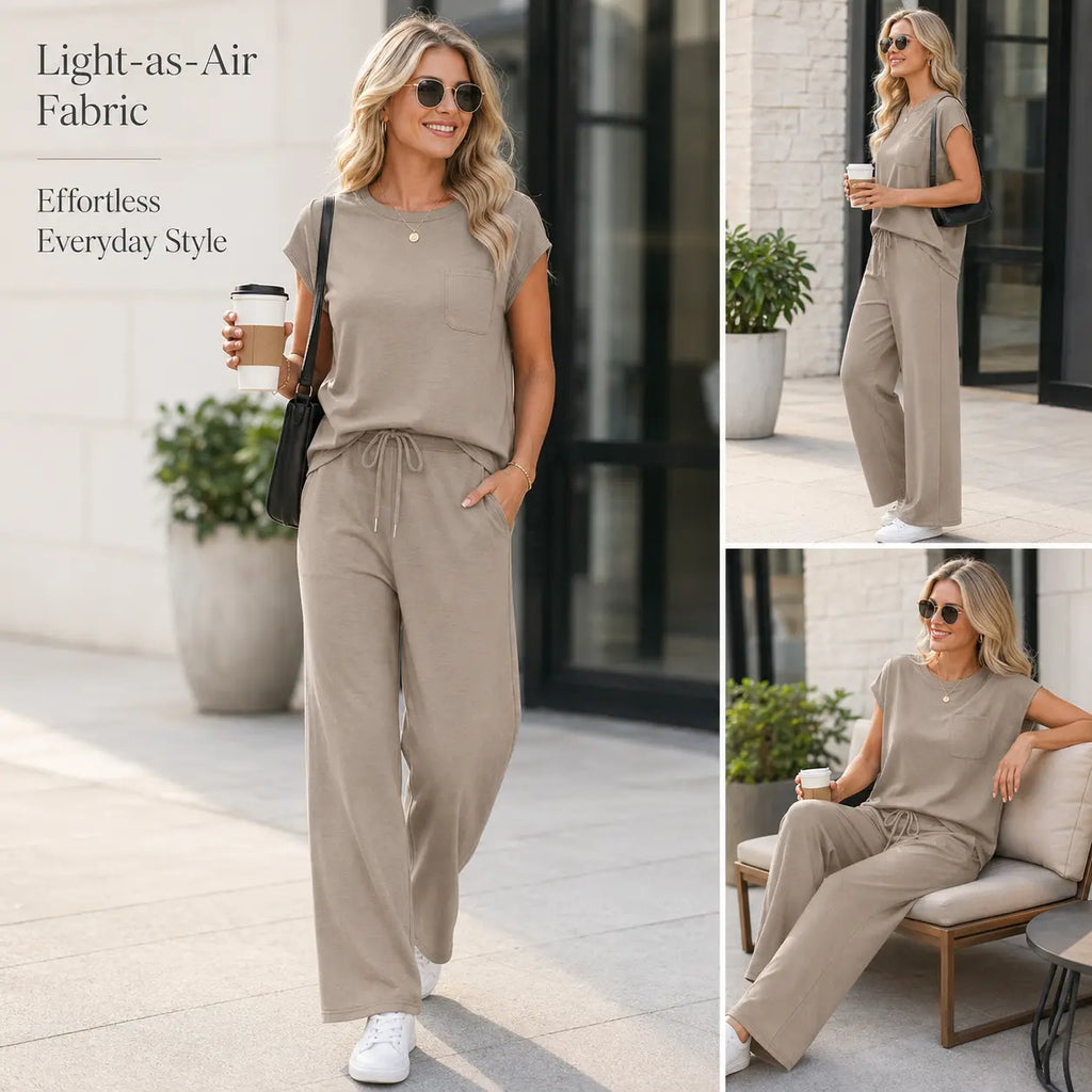 ☀️👗 Women’s 2-Piece Summer Set – Casual Travel & Lounge