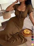 ✨ Women’s Slim Fit Ruched Dress – Casual & Chic
