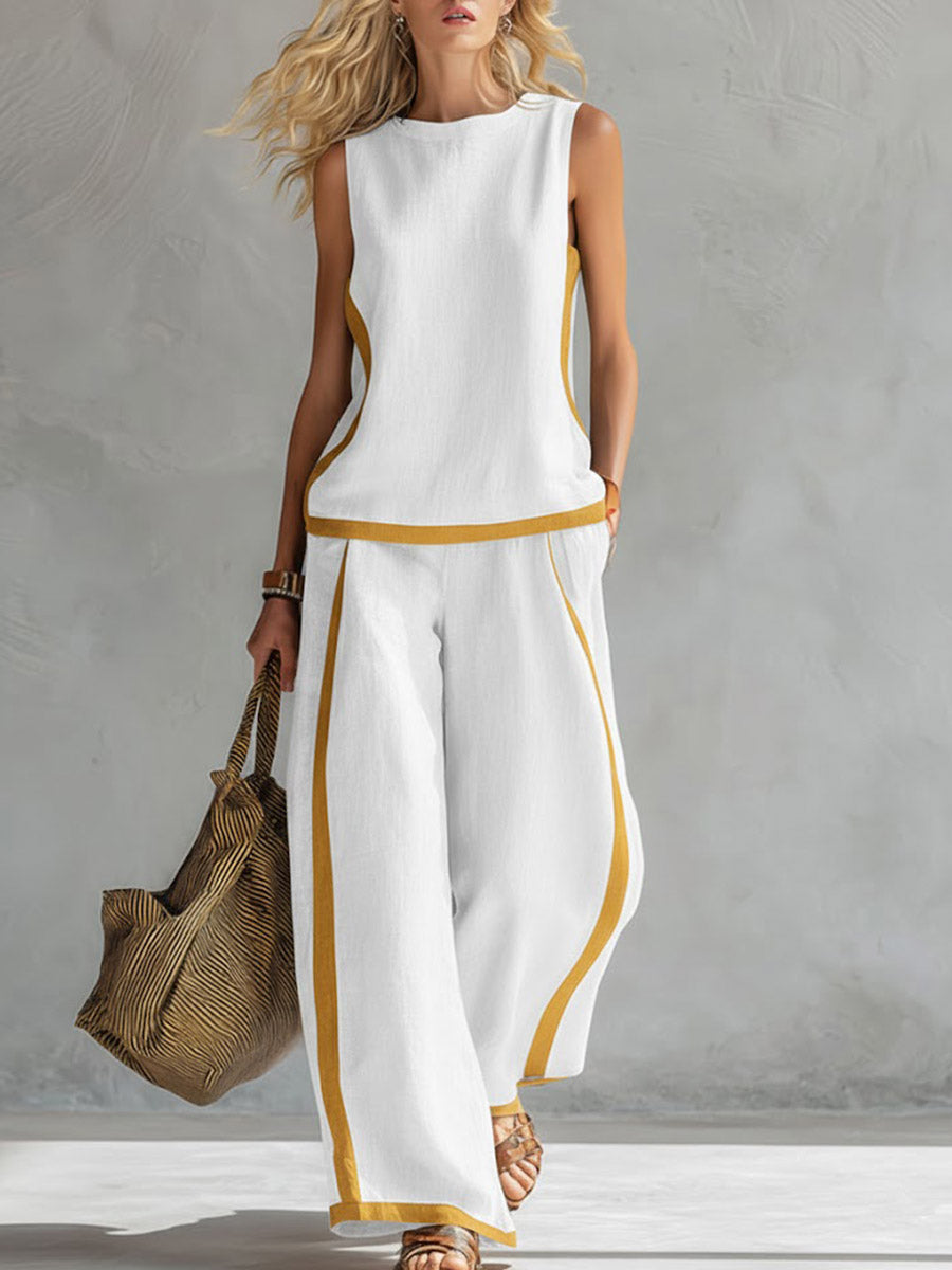 ✨ Free Shipping✨Women's Round Neck Sleeveless Casual Loose Top And High-waisted