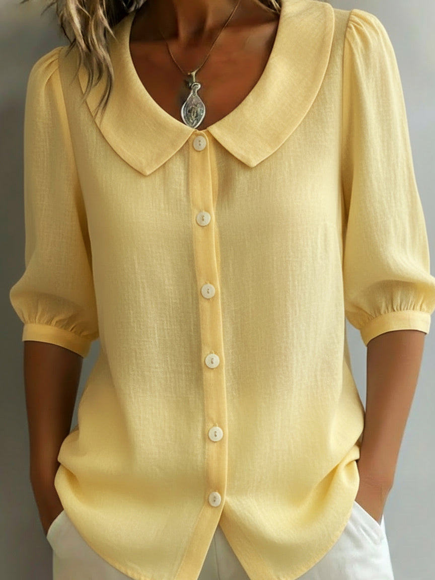 💝💝Retro Peter Pan Collar Button-up Cotton Shirt