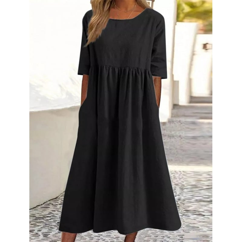 🌸 Cotton Linen Casual Midi Dress 🎉 Limited Time Deal