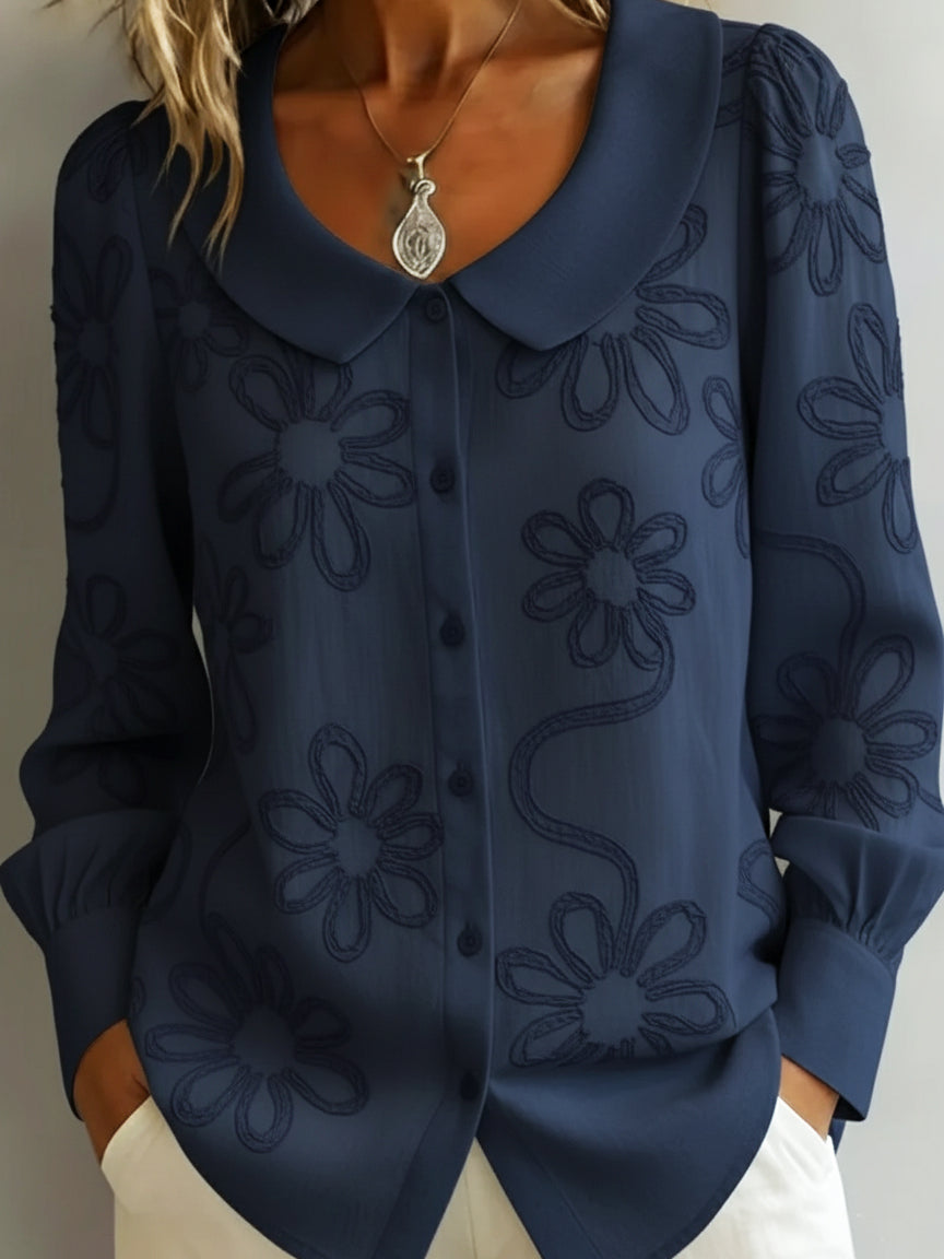 ✨✨Vintage Peter Pan Collar Embroidered Floral Shirt
