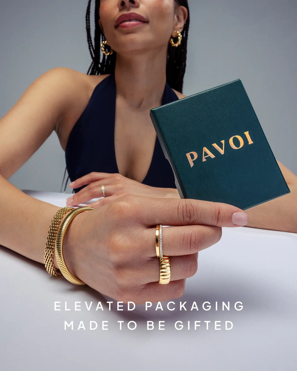 💝💝PAVOI 14K Gold Plated Interlocked Stackable Statement Ring for Women – Chunky Multi-Band Double & Triple Ring, Two-Tone Mixed Metals with Cubic Zirconia