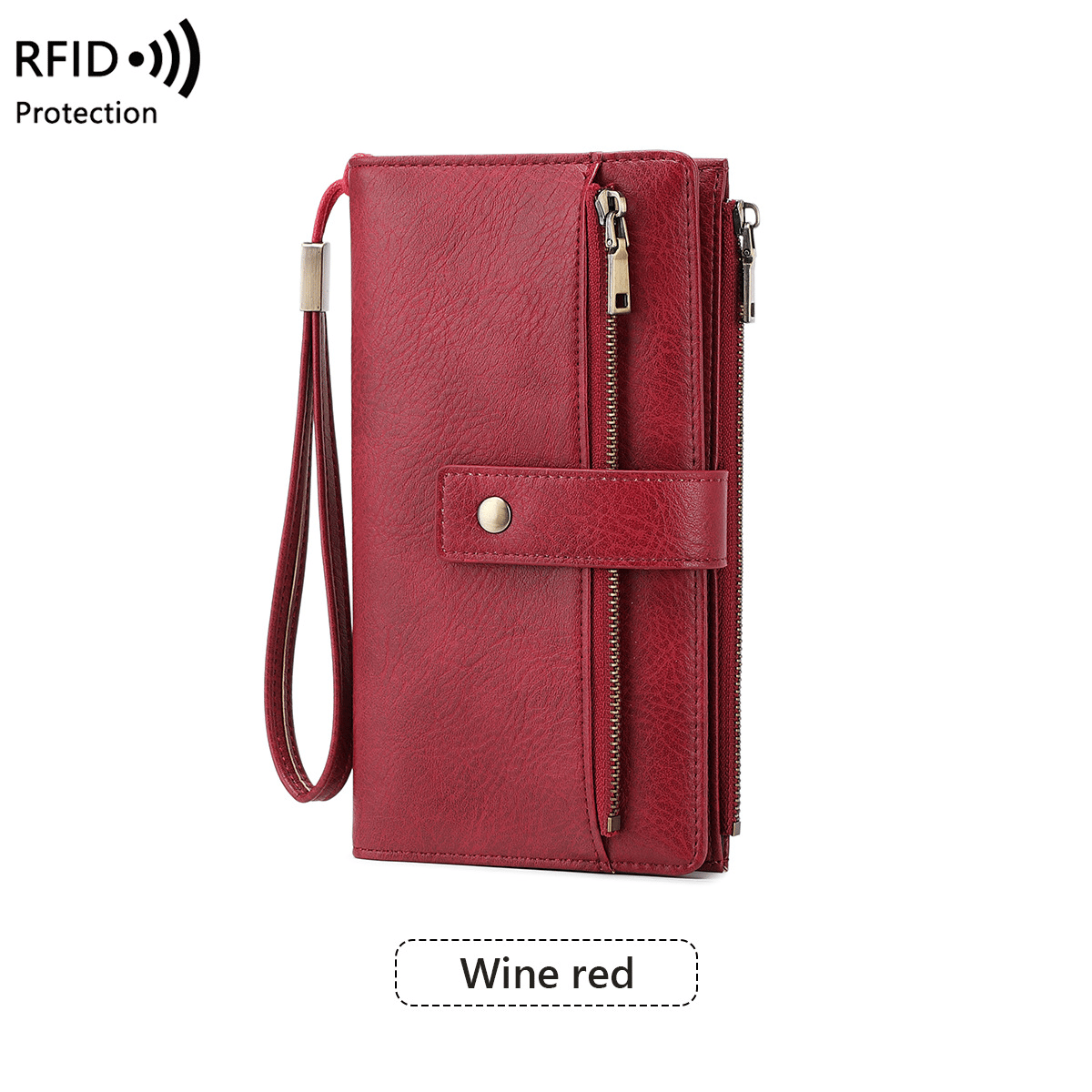 🌷Women's long wallet, stylish clutch, elegant solid color RFID blocking leather wallet👛