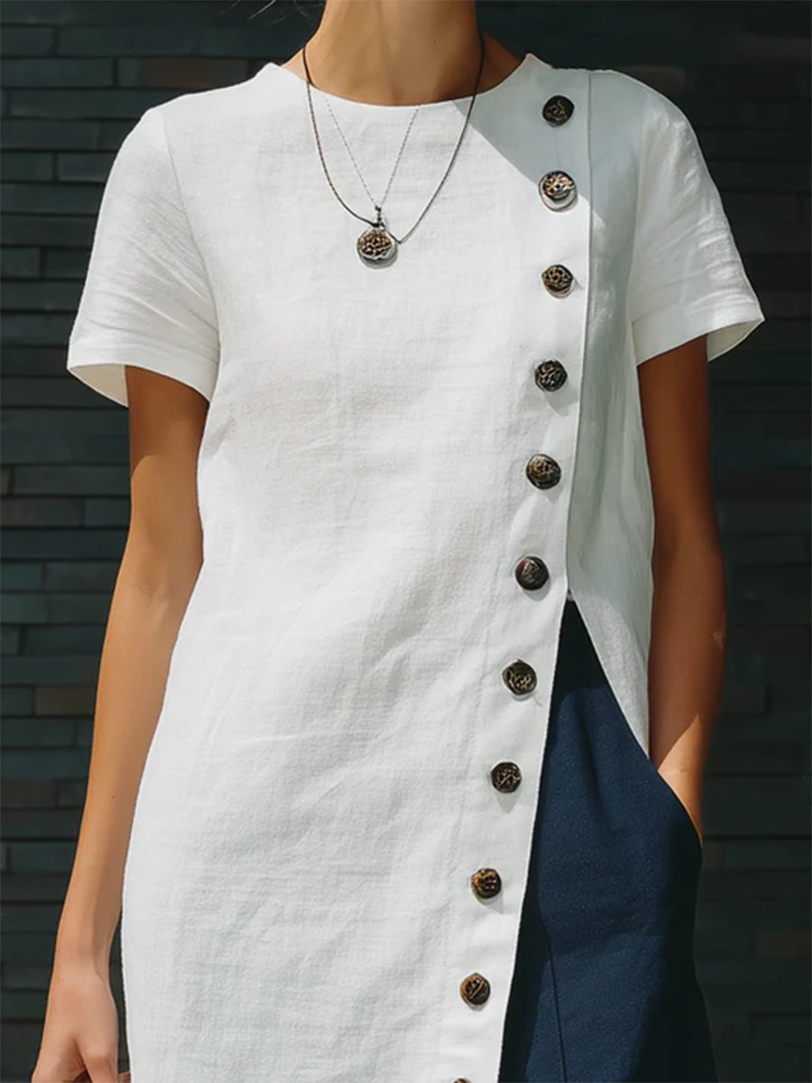 Cozy Artistically Cut Buttons Longline Shirt