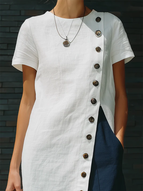 Cozy Artistically Cut Buttons Longline Shirt