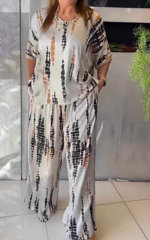 🥳🥳Satin Casual Crew Neck Two-piece Suit