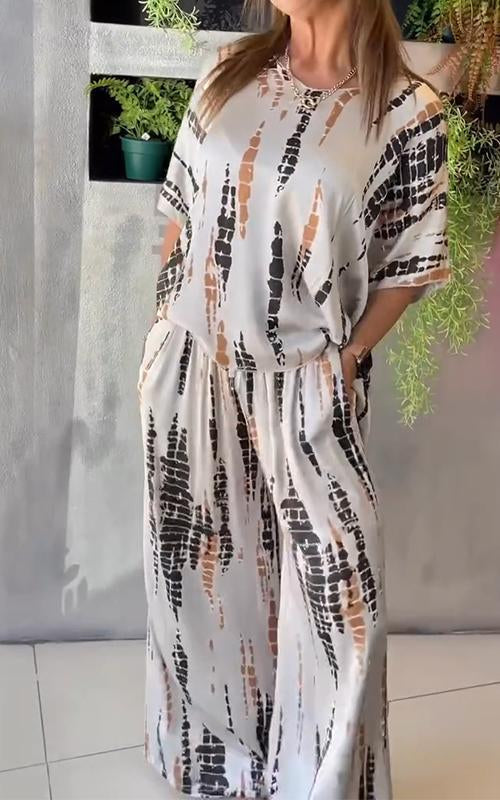 🥳🥳Satin Casual Crew Neck Two-piece Suit