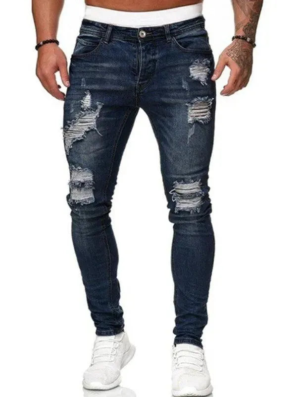 👖👖Edgy Men's Jeans - Mid-Rise Distressed