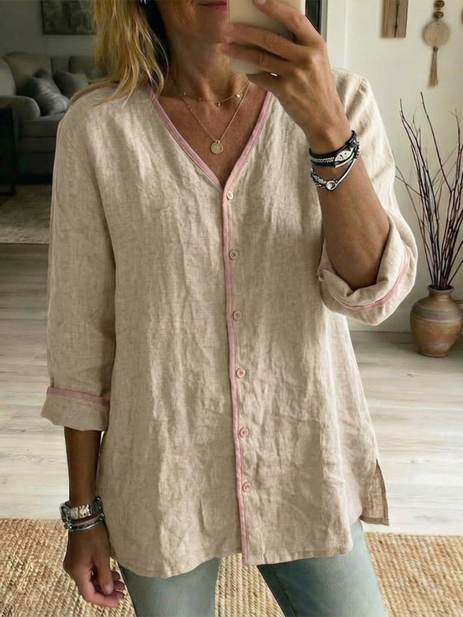 🎁New Arrivals🔥Casual Trimmed Linen And Cotton Shirt