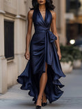 ☀️ Women's Sleeveless Satin Dress | V-Neck Loose A-Line