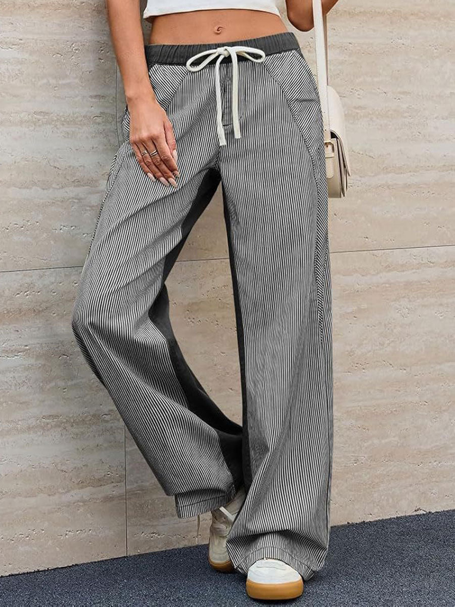 🎁New Arrivals🔥Women's Casual Loose Color-block Slimming Straight-leg Pants