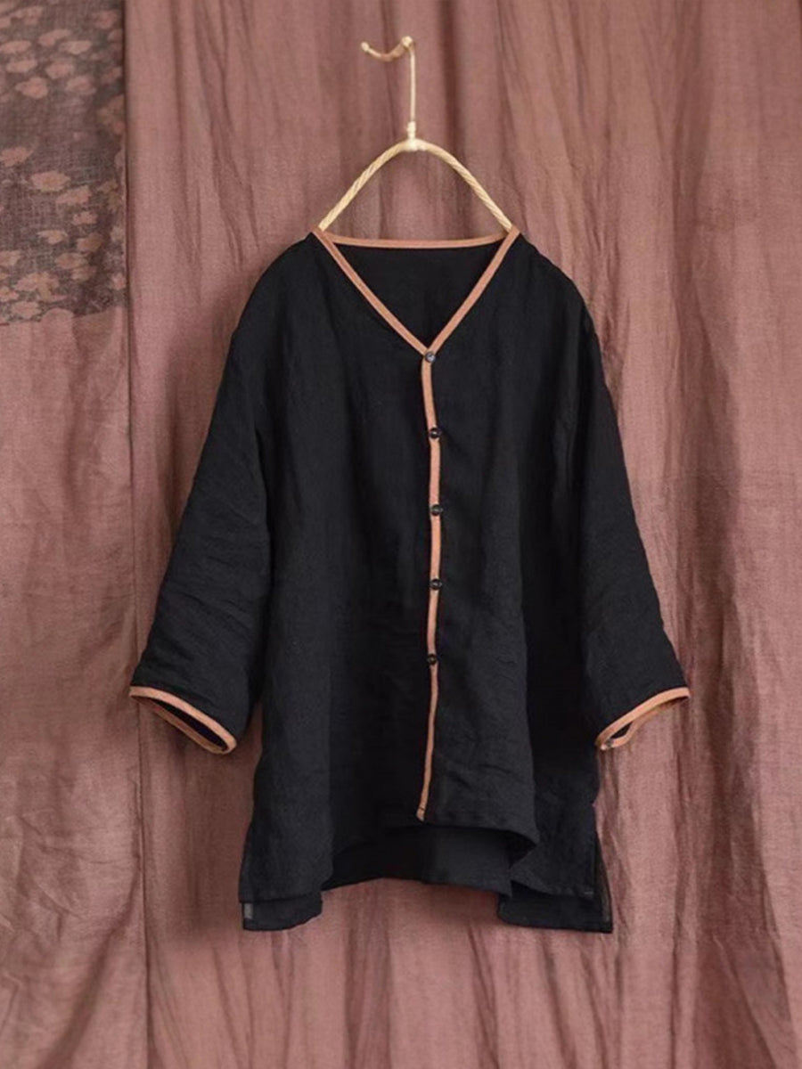 🎁New Arrivals🔥Casual Trimmed Linen And Cotton Shirt