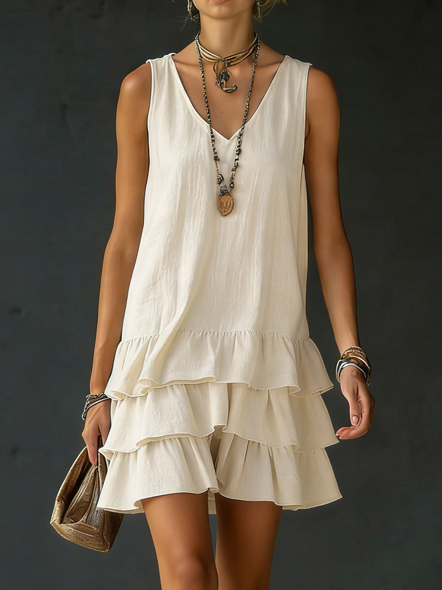 💝💝Women's Loose-fitting Solid Color Vest Dress