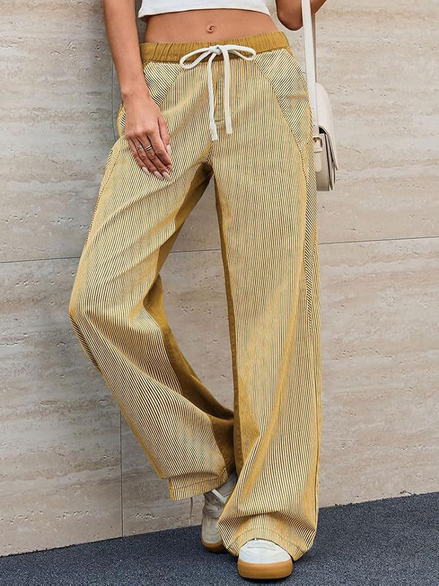 🎁New Arrivals🔥Women's Casual Loose Color-block Slimming Straight-leg Pants