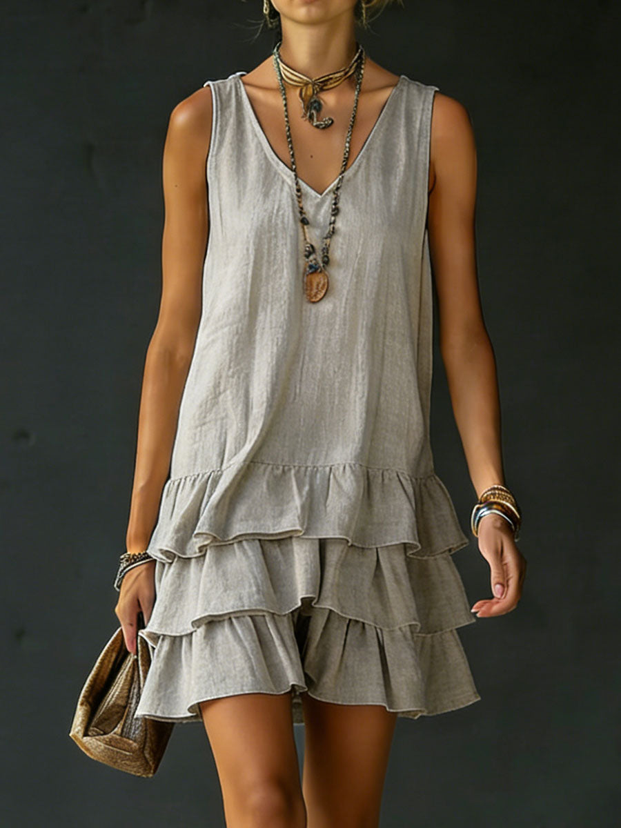 💝💝Women's Loose-fitting Solid Color Vest Dress