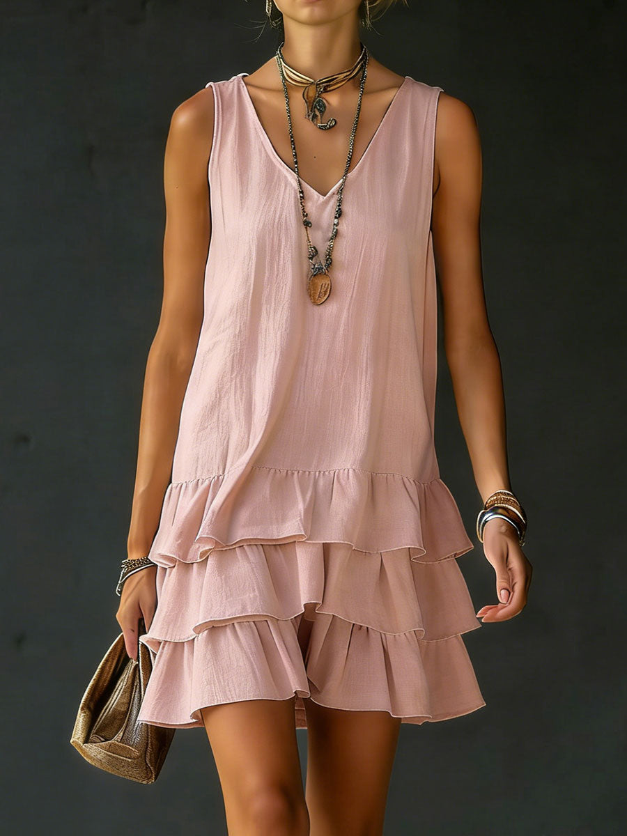 💝💝Women's Loose-fitting Solid Color Vest Dress