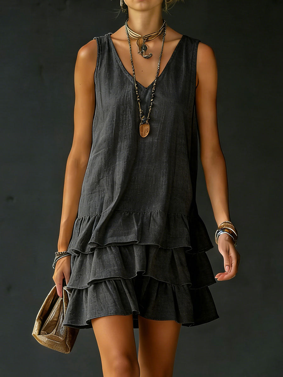 💝💝Women's Loose-fitting Solid Color Vest Dress