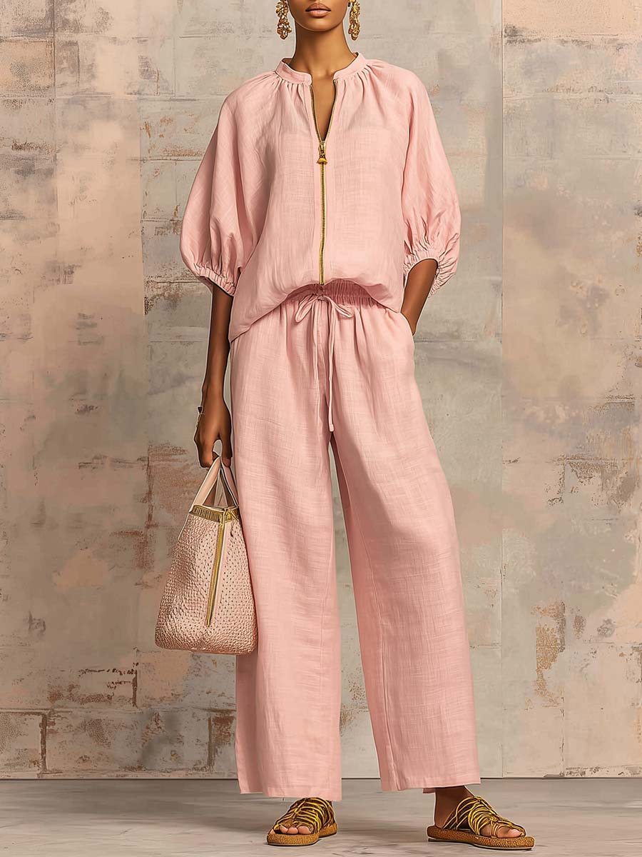 💎💎Stylish Cozy Shirt &amp; Wide-Leg Pants Linen Cotton Two-Piece Set