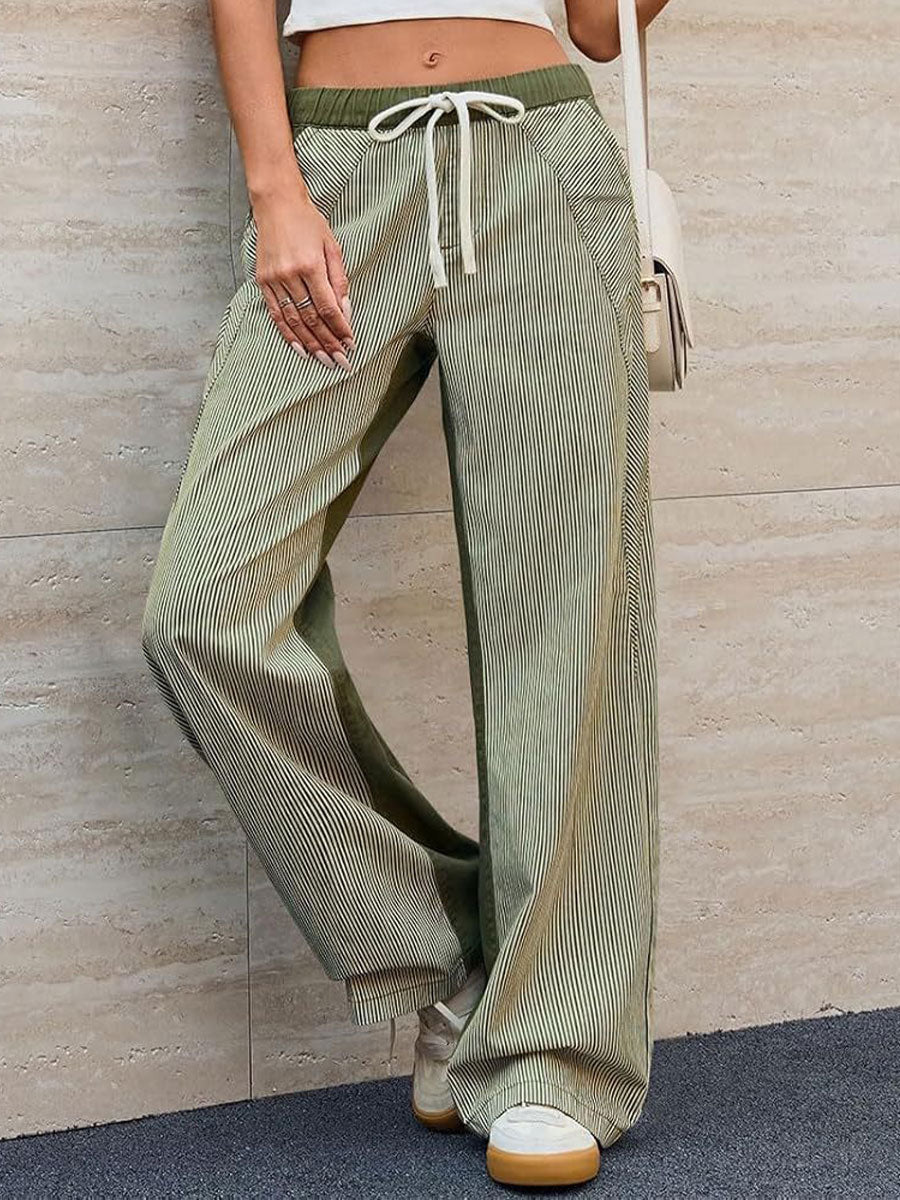 🎁New Arrivals🔥Women's Casual Loose Color-block Slimming Straight-leg Pants