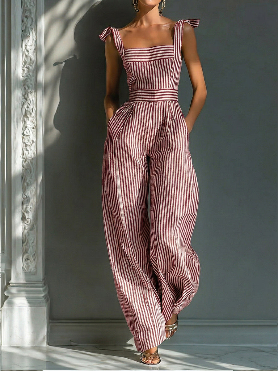 💎💎Stylish Striped Linen And Cotton Overalls