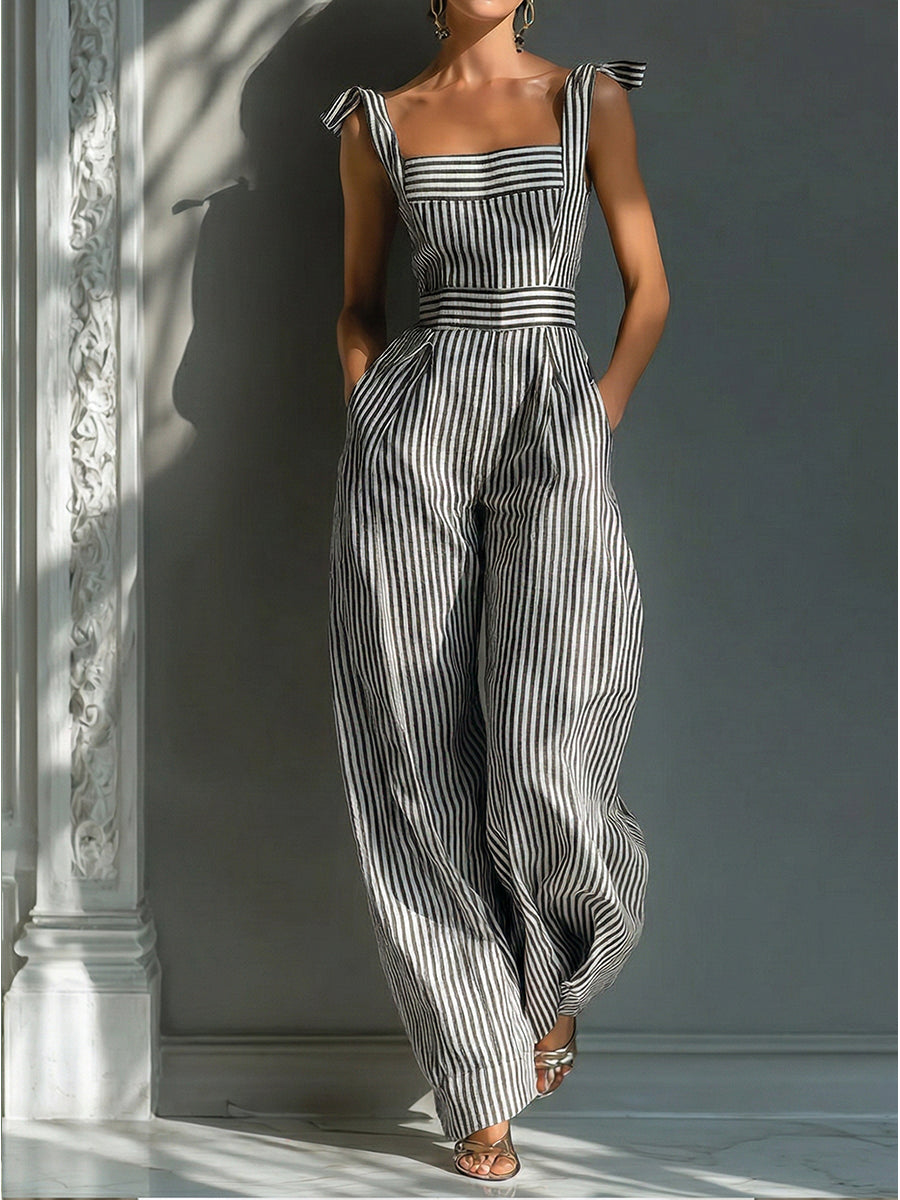 💎💎Stylish Striped Linen And Cotton Overalls