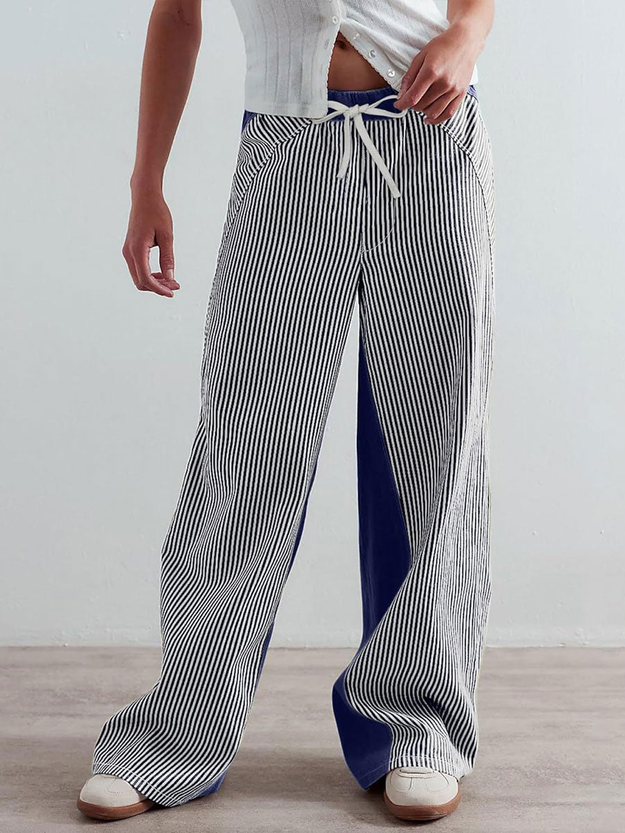 🎁New Arrivals🔥Women's Casual Loose Color-block Slimming Straight-leg Pants