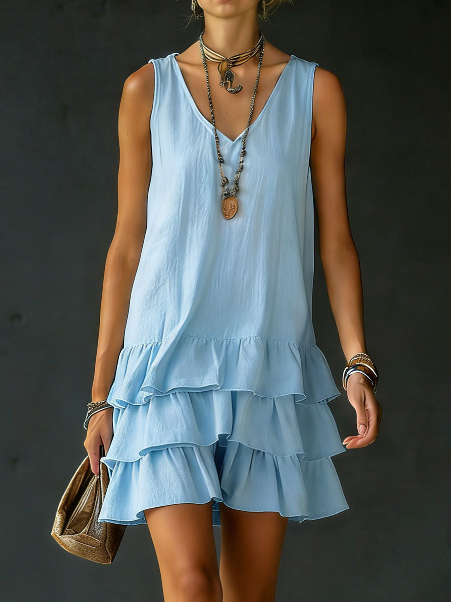💝💝Women's Loose-fitting Solid Color Vest Dress