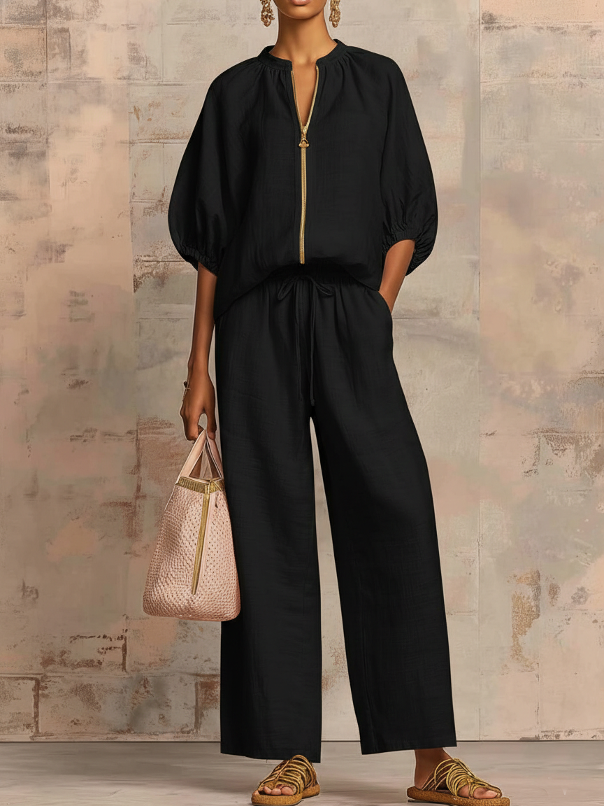 💎💎Stylish Cozy Shirt &amp; Wide-Leg Pants Linen Cotton Two-Piece Set
