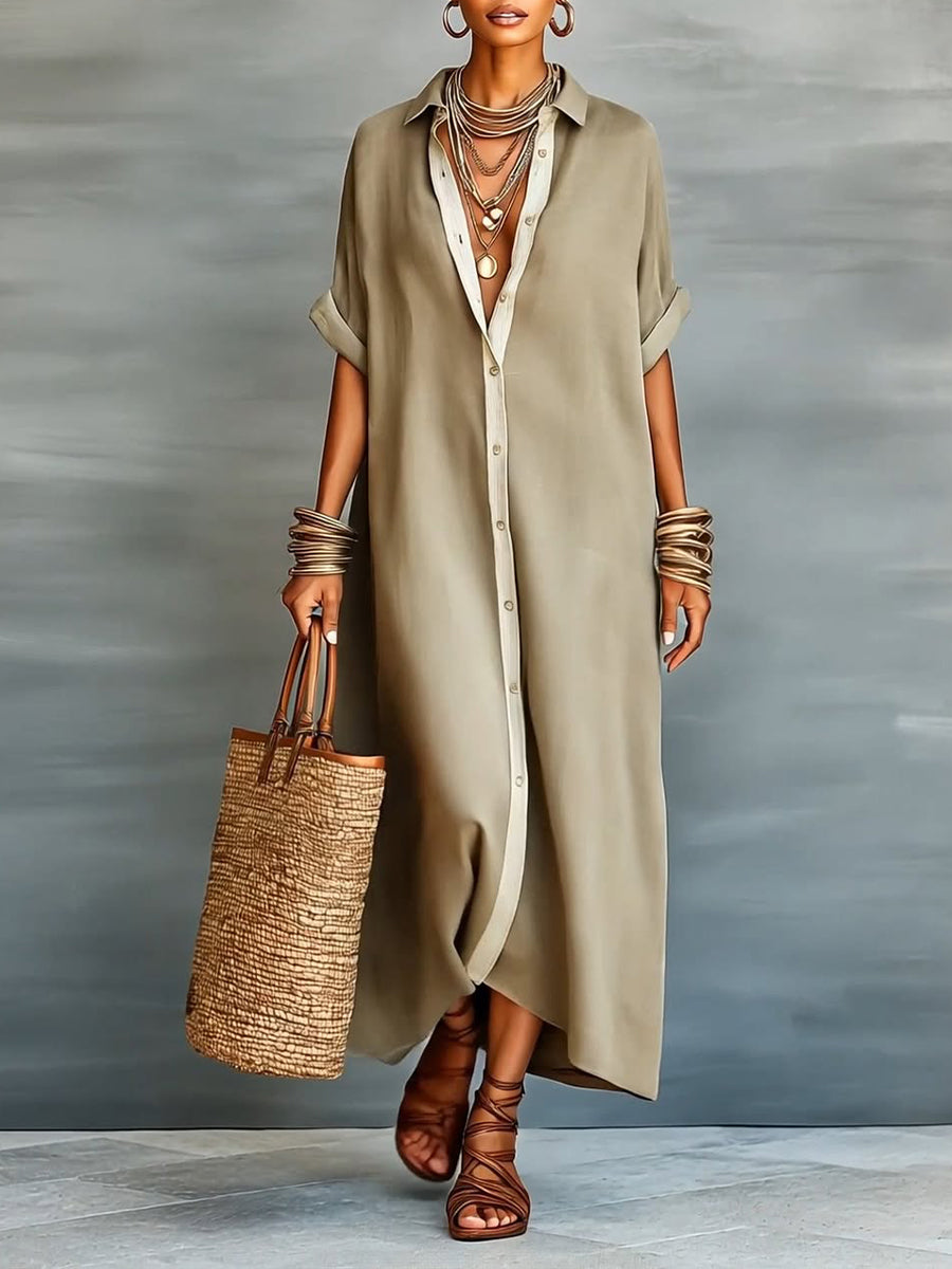 💎💎Women's Loose-fitting Linen And Cotton Shirt Dress