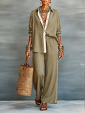 🎁New Arrivals🔥Casual Linen And Cotton Shirt And Wide-leg Pants Two-piece Set