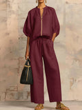 💎💎Stylish Cozy Shirt &amp; Wide-Leg Pants Linen Cotton Two-Piece Set