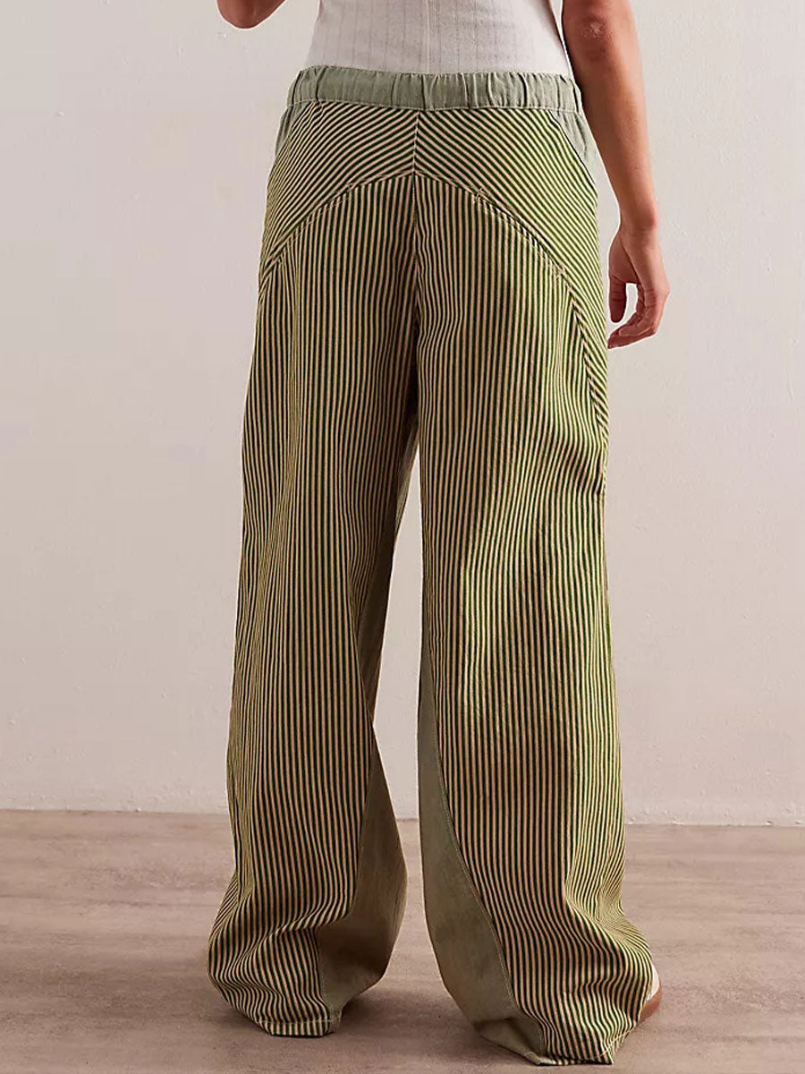 🎁New Arrivals🔥Women's Casual Loose Color-block Slimming Straight-leg Pants