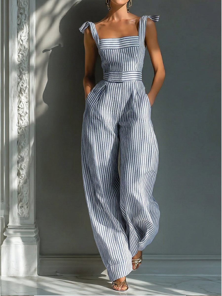 💎💎Stylish Striped Linen And Cotton Overalls