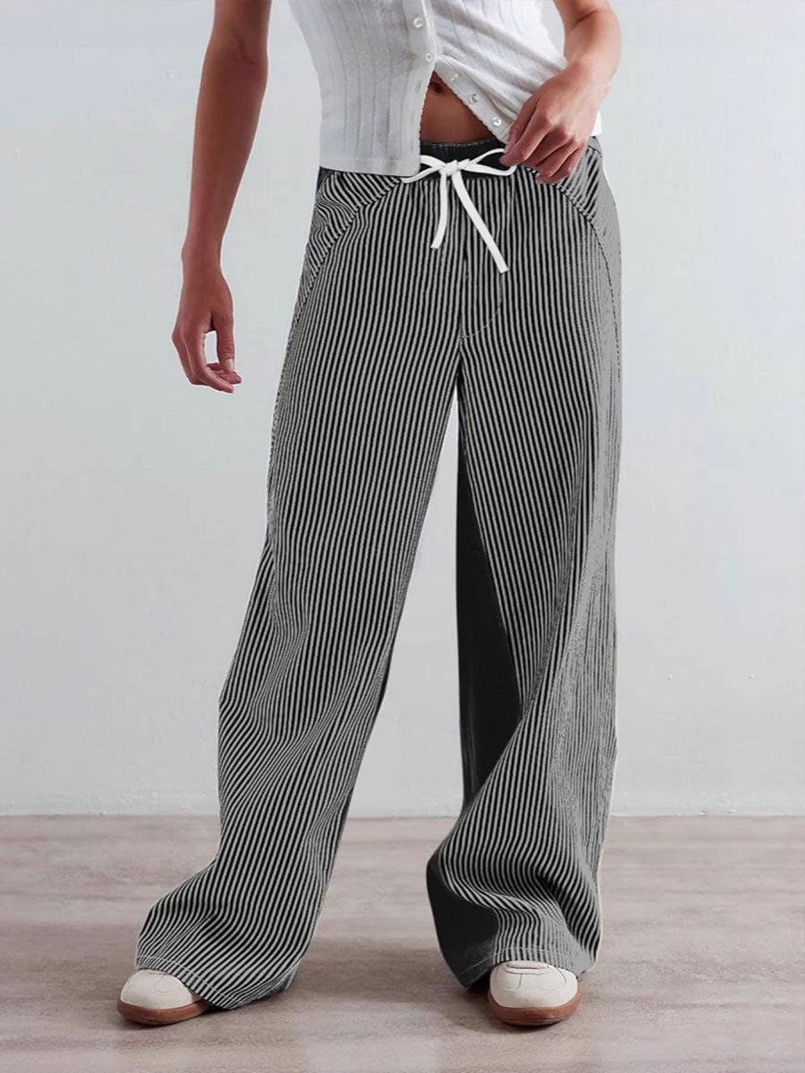 🎁New Arrivals🔥Women's Casual Loose Color-block Slimming Straight-leg Pants