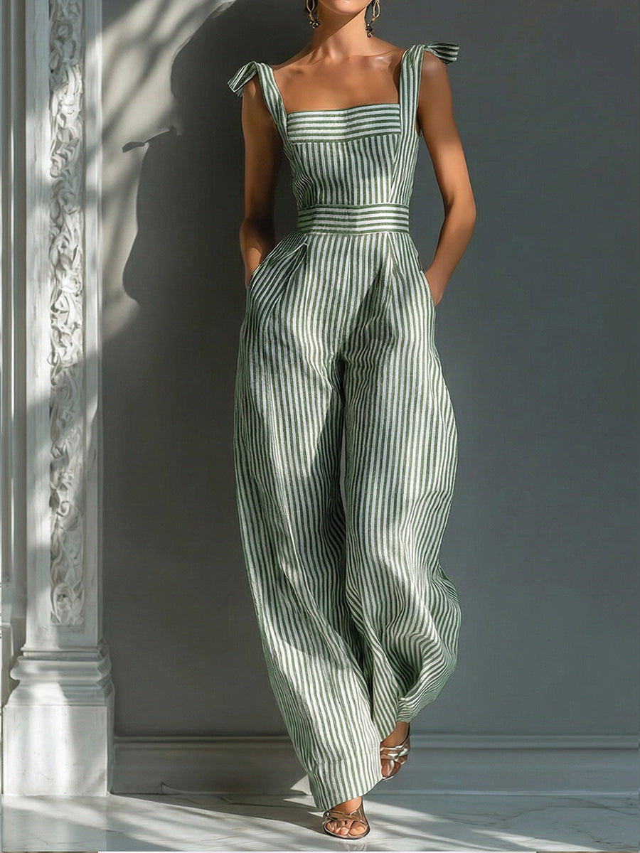 💎💎Stylish Striped Linen And Cotton Overalls