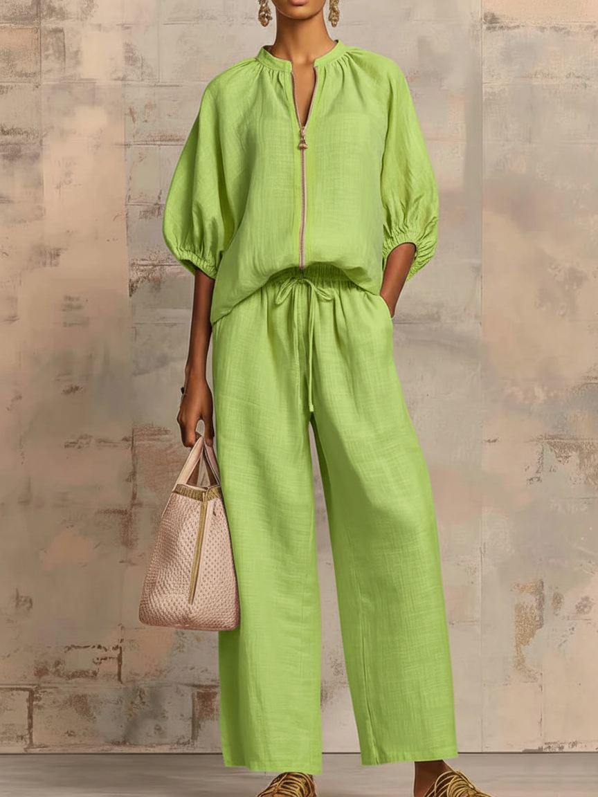 💎💎Stylish Cozy Shirt &amp; Wide-Leg Pants Linen Cotton Two-Piece Set