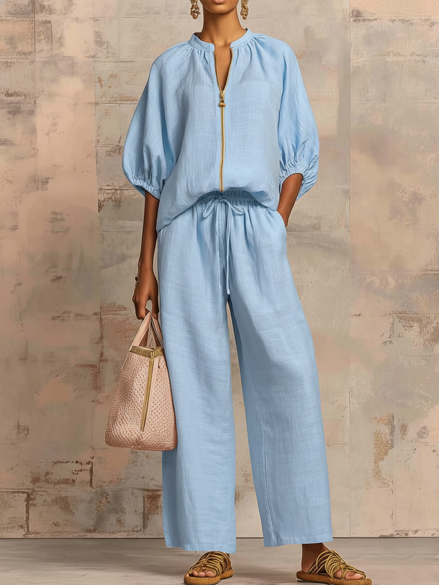 💎💎Stylish Cozy Shirt &amp; Wide-Leg Pants Linen Cotton Two-Piece Set