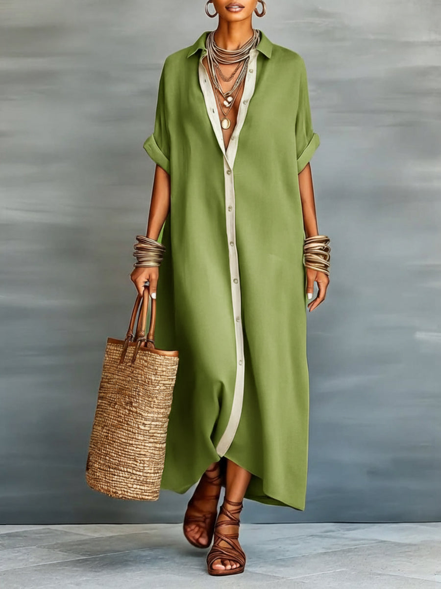 💎💎Women's Loose-fitting Linen And Cotton Shirt Dress