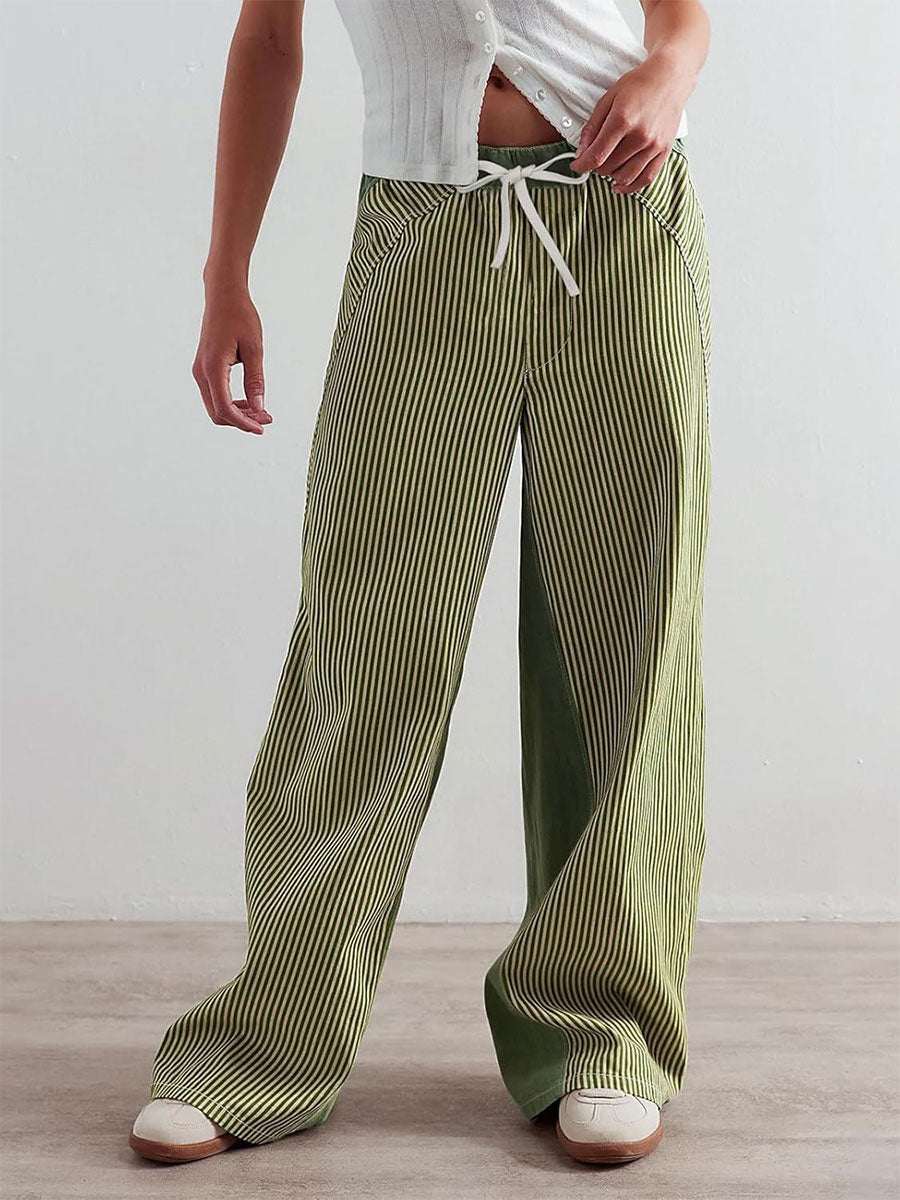 🎁New Arrivals🔥Women's Casual Loose Color-block Slimming Straight-leg Pants