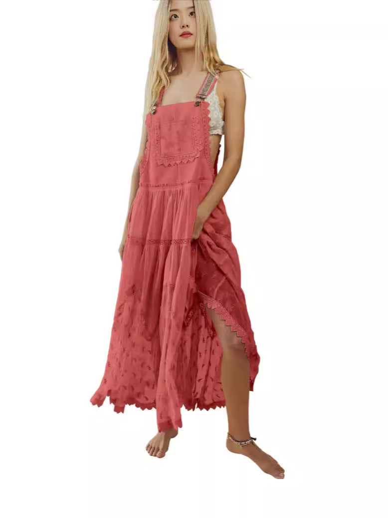 👗✨ Women’s Summer Lace Tulle Maxi Dress – Flared & Adjustable 👗✨