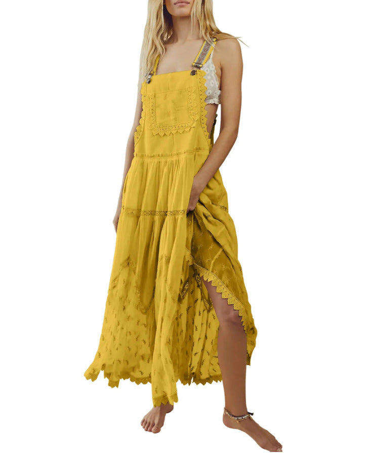👗✨ Women’s Summer Lace Tulle Maxi Dress – Flared & Adjustable 👗✨