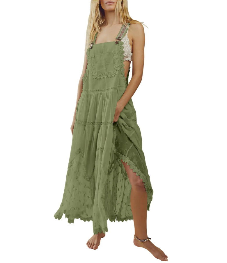👗✨ Women’s Summer Lace Tulle Maxi Dress – Flared & Adjustable 👗✨