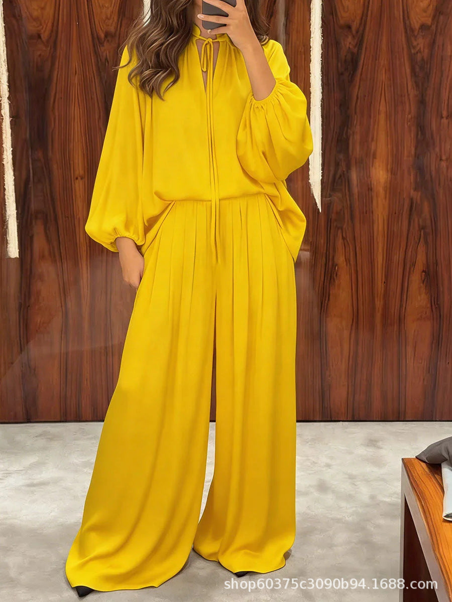 🌷Elegant Tie-Neck Wide-Leg Jumpsuit