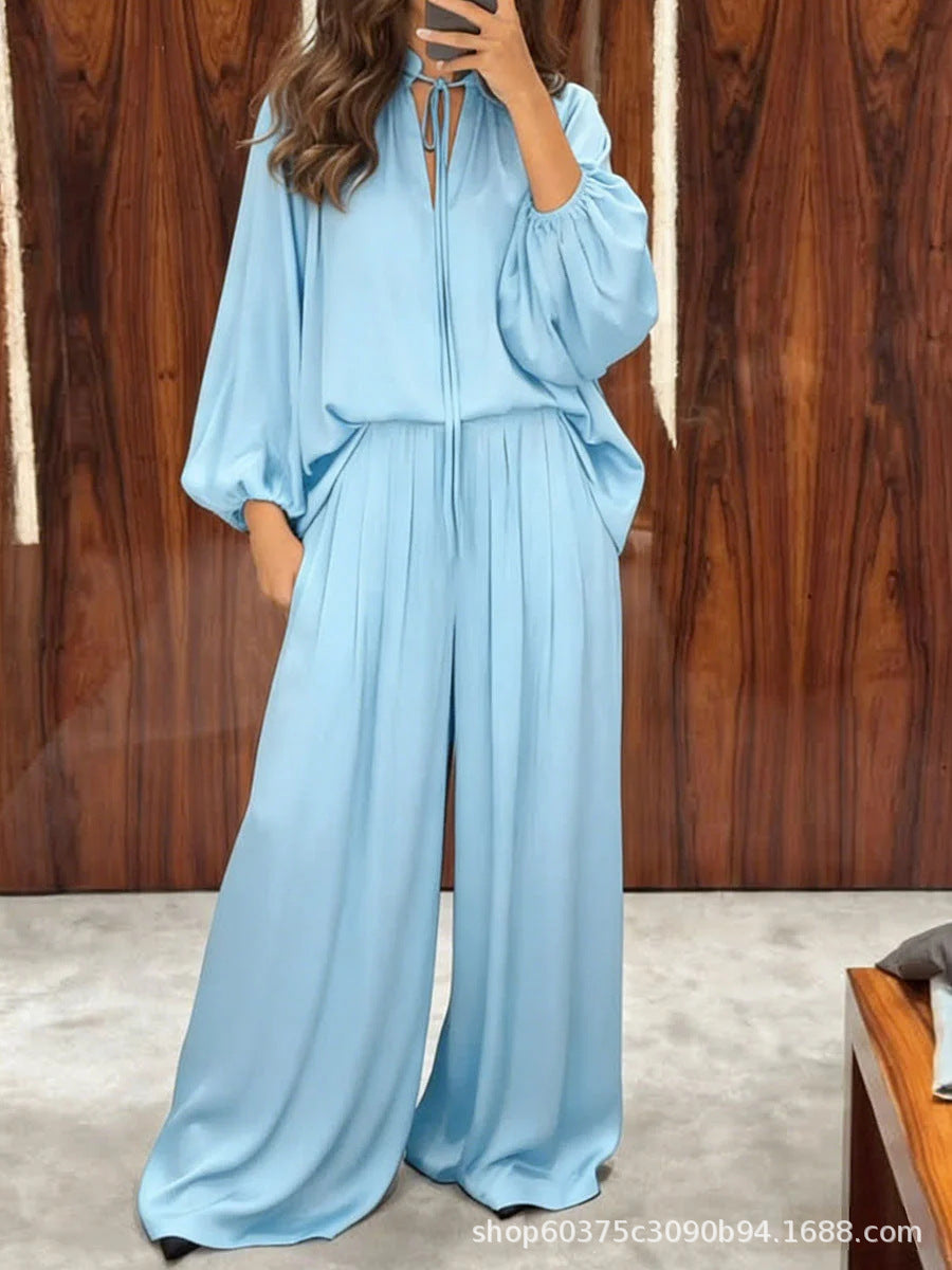 🌷Elegant Tie-Neck Wide-Leg Jumpsuit