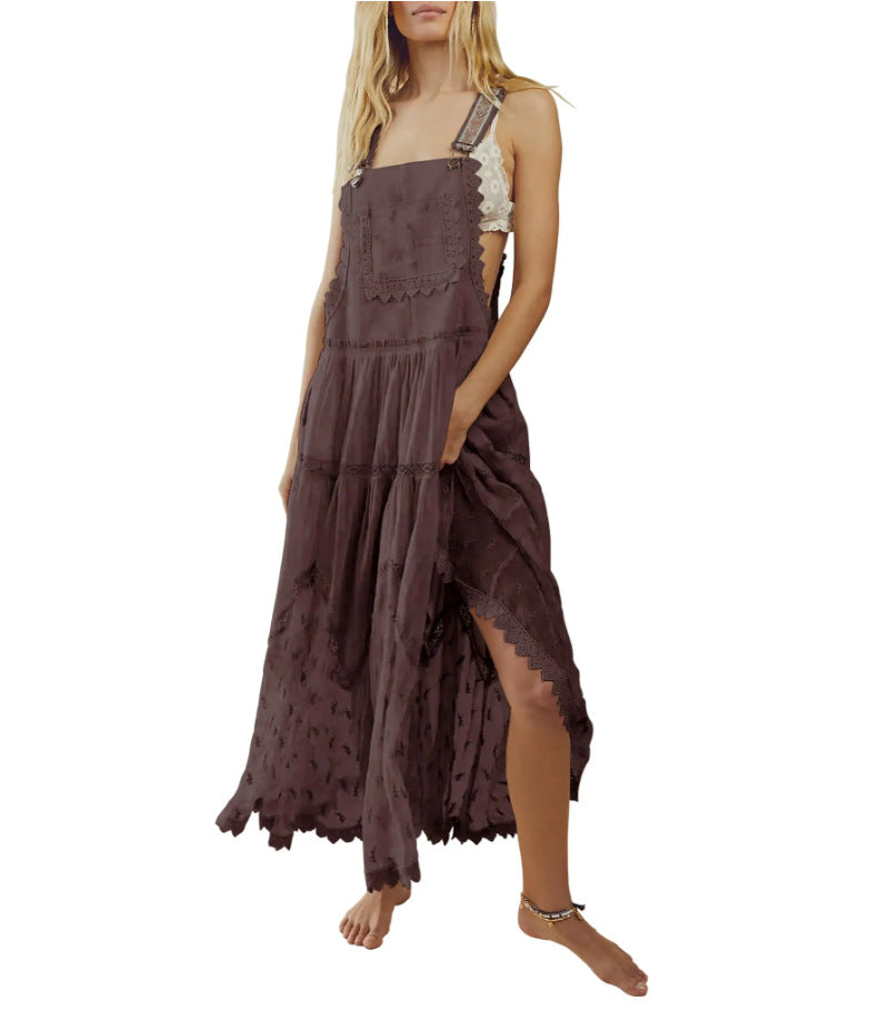 👗✨ Women’s Summer Lace Tulle Maxi Dress – Flared & Adjustable 👗✨