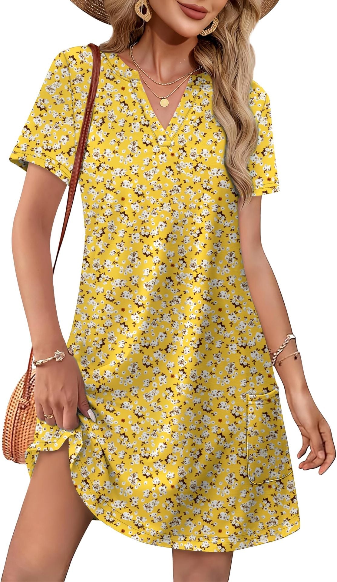 🌷🌷 Women 2026 Casual Summer V Neck  Dress Short Sleeve Fashion Beach Vacation Clothes