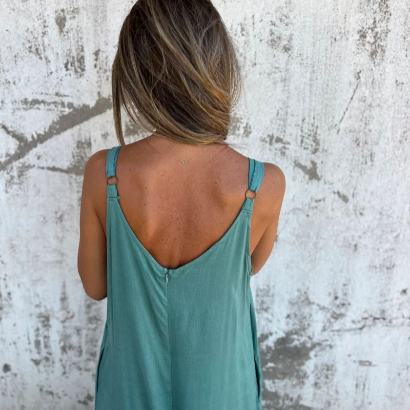 🥳🥳Women's Casual Loose Cotton-Linen Blend Jumpsuit with Pockets and Adjustable Straps