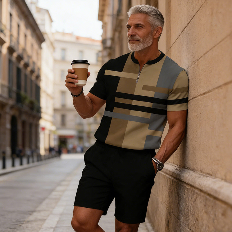 🔥60% OFF🔥Men's Quarter-Zip Shirt & Shorts Set