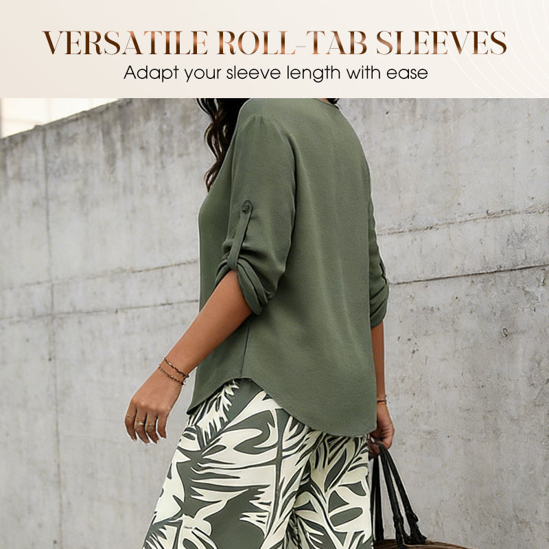 🥳 2026 MEGA SALE: 50% OFF! 💞 V-Neck Blouse & Printed Wide-Leg Pants